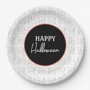 Prato De Papel Feliz Dia das Bruxas Doce Fantasma Letreiro à Mão