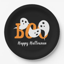 Prato De Papel Feliz Dia das Bruxas Fantasmas Preto