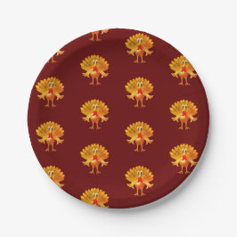 Prato De Papel Feliz Dia de Ação de Graças à Turquia,