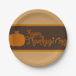 Prato De Papel Feliz Dia de Ação de Graças, Pumpkin