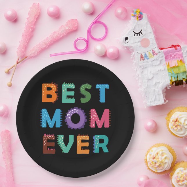 Prato De Papel Feliz dia de as mães Para A Melhor Mãe (Festa)