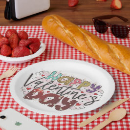 Prato De Papel Feliz dia de os namorados moderno