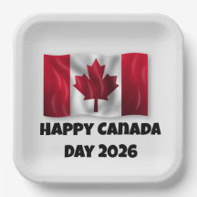 Prato de Papel Feliz Dia do Canadá