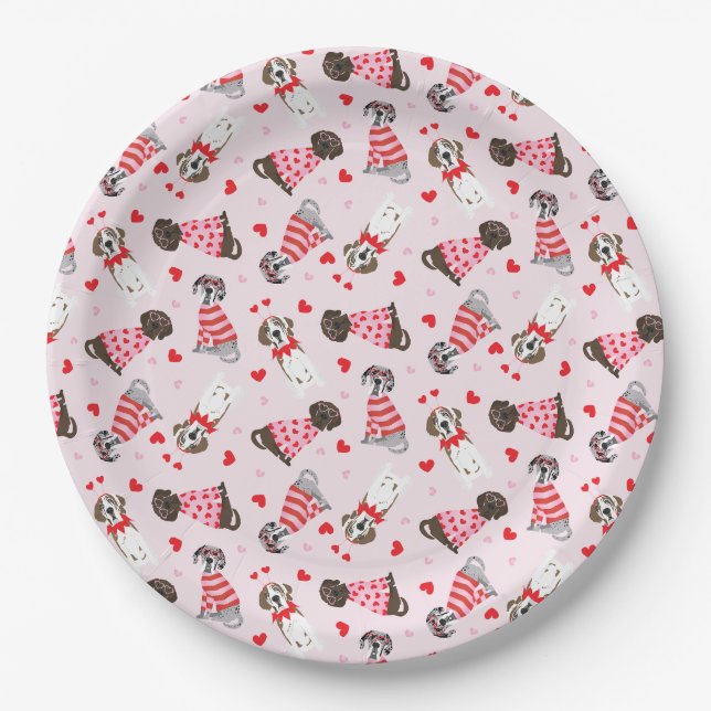 Prato De Papel Feliz Dia dos Namorados Grandes Caninos (Frente)