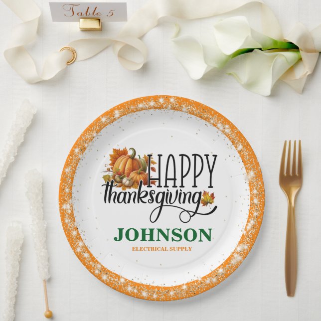 Prato De Papel Feliz Festa de Ação de Graças (Casamento)