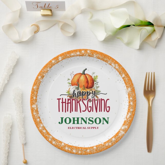 Prato De Papel Feliz Festa de Ação de Graças (Casamento)