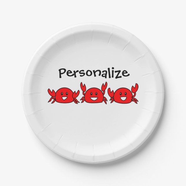 Prato De Papel Feliz Festa de Praia de Caranguejos Vermelhos (Frente)