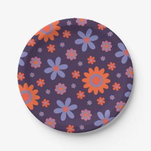Prato De Papel Feliz Flores Retro Cute 70s Hippie Daisy Pattern
