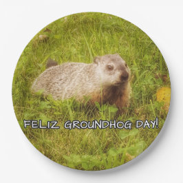 Prato De Papel Feliz Groundhog Day!