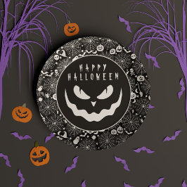 Prato De Papel Feliz Halloween Abóbora Jack o Lanterna Preta e Br