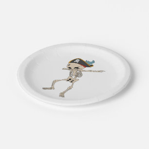 Prato De Papel Feliz Halloween Dab Skeleton Pirate Party