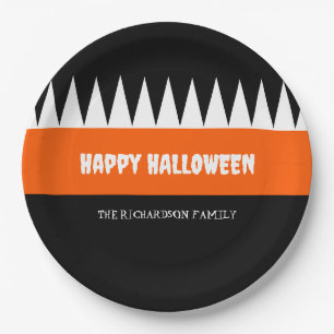 Prato De Papel Feliz Halloween Laranja Preto Personalizado