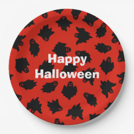 Prato De Papel Feliz Halloween Party Red Ghost