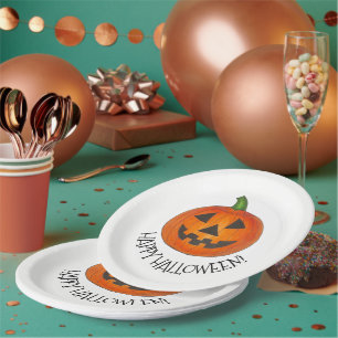 Prato De Papel Feliz Halloween Pumpkin Jack o'Lanterna