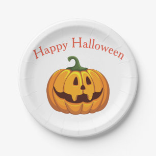 Prato De Papel Feliz Halloween Pumpkin Party Placas