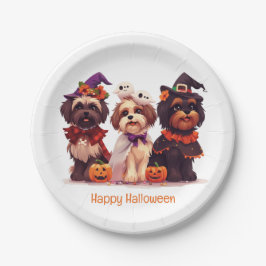Prato De Papel Feliz Halloween Shih Tzu Dogs