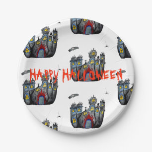 Prato De Papel Feliz Halloween Spooky Castelo de Papelão Personal