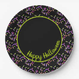 Prato De Papel Feliz Halloween Sprinkles Verde Personalizável