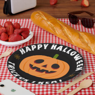 Prato De Papel Feliz Halloween Truque ou Travessura