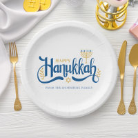 "Feliz Hanukkah" Dourado Menorah