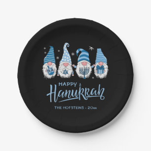 Prato De Papel Feliz Hanukkah Gnome Família Engraçada Menorah Dre