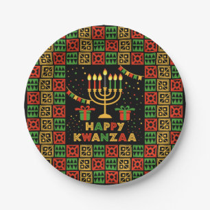 Prato De Papel Feliz Kwanzaa Velas Vermelhas Preto Verde Amarelo