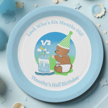 Feliz Meio Aniversário Bebê Urso com Bolo Festa