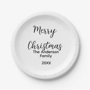Prato De Papel Feliz Natal adicione o nome da família ano texto p