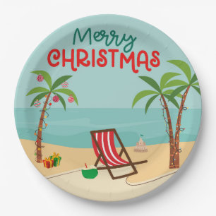 Prato De Papel Feliz Natal Beach