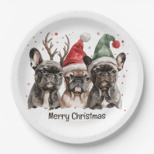 Prato De Papel Feliz Natal - Cães-Rebelde Franceses