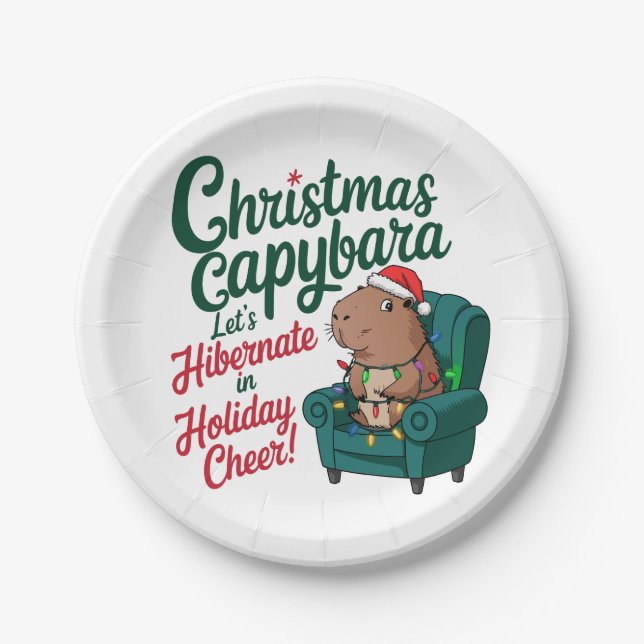 Prato De Papel Feliz Natal Capybara Paper Plate (Frente)