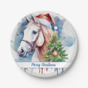 Prato De Papel Feliz Natal - Cavalo Festivo -