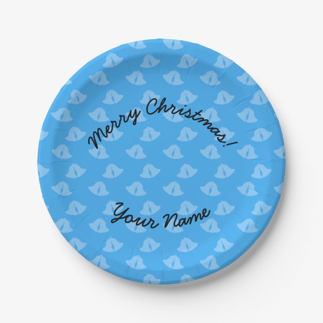 Prato De Papel Feliz Natal, céu azul (Frente)