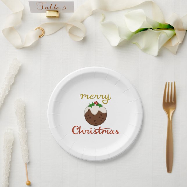Prato De Papel Feliz Natal+Design Pudim (Casamento)