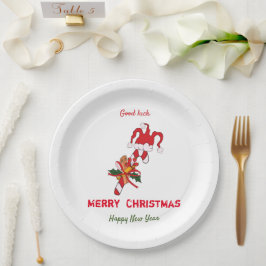 Prato De Papel Feliz Natal e Ano Novo Minimalista