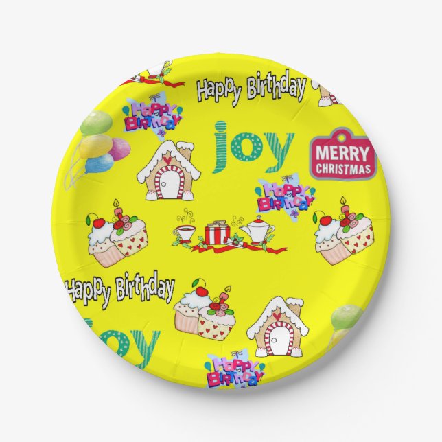 Prato De Papel Feliz Natal Feliz Papéis de Aniversário (Frente)