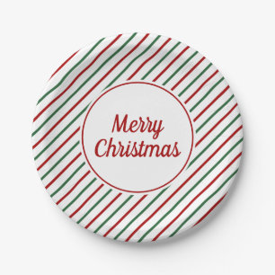 Prato De Papel Feliz Natal Feriado Vermelho Verde Branco Bandeira
