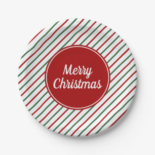 Prato De Papel Feliz Natal Férias Vermelhas Brancas