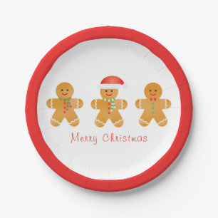 Prato De Papel Feliz Natal Gingerbread Men