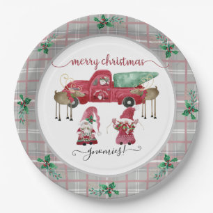 Prato De Papel Feliz Natal Gnomies Fazenda de Árvore Gnomo
