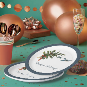 Prato De Papel Feliz Natal Holly Plates