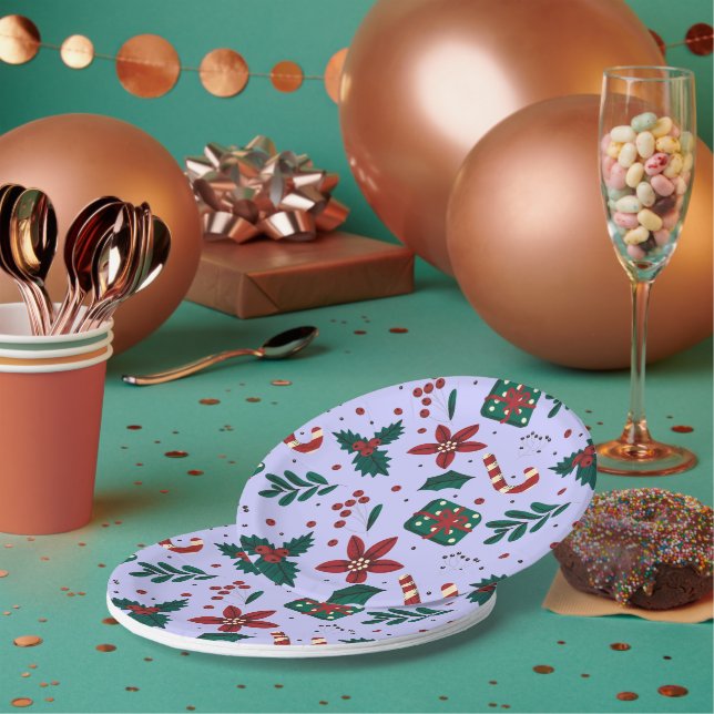 Prato De Papel Feliz Natal - Padrão de Abstrato (Múltiplo)