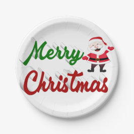 Prato De Papel Feliz Natal Papai Noel vermelho
