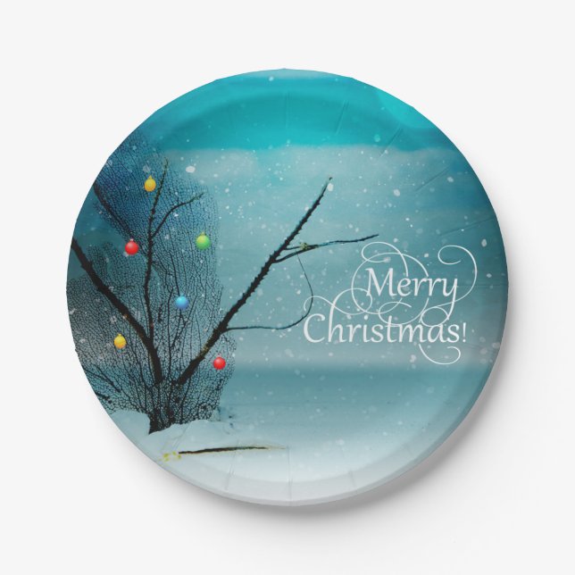 Prato De Papel Feliz Natal - placas de papel 7" (Frente)