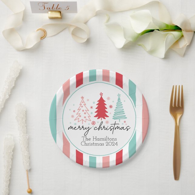 Prato De Papel Feliz Natal - Placas de Papel Personalizadas (Casamento)