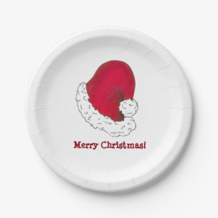 Prato De Papel Feliz Natal Red Secret Santa Claus Hat