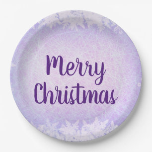 Prato De Papel Feliz Natal roxo de Frost