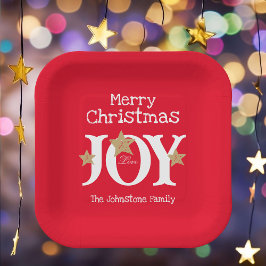 Prato De Papel Feliz Natal - Script Chic Elegante - Natal Vermelh