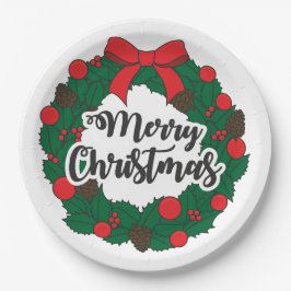 Prato De Papel Feliz Natal Wreath