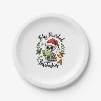Prato De Papel Feliz Navidad Bitchachos Crânio Engraçado Espanhol